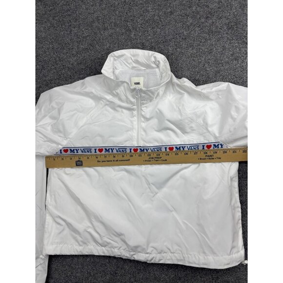 Vans Jacket Womens Medium White Half Zip Windbreaker Cropped I Love My Vans - Picture 3 of 7